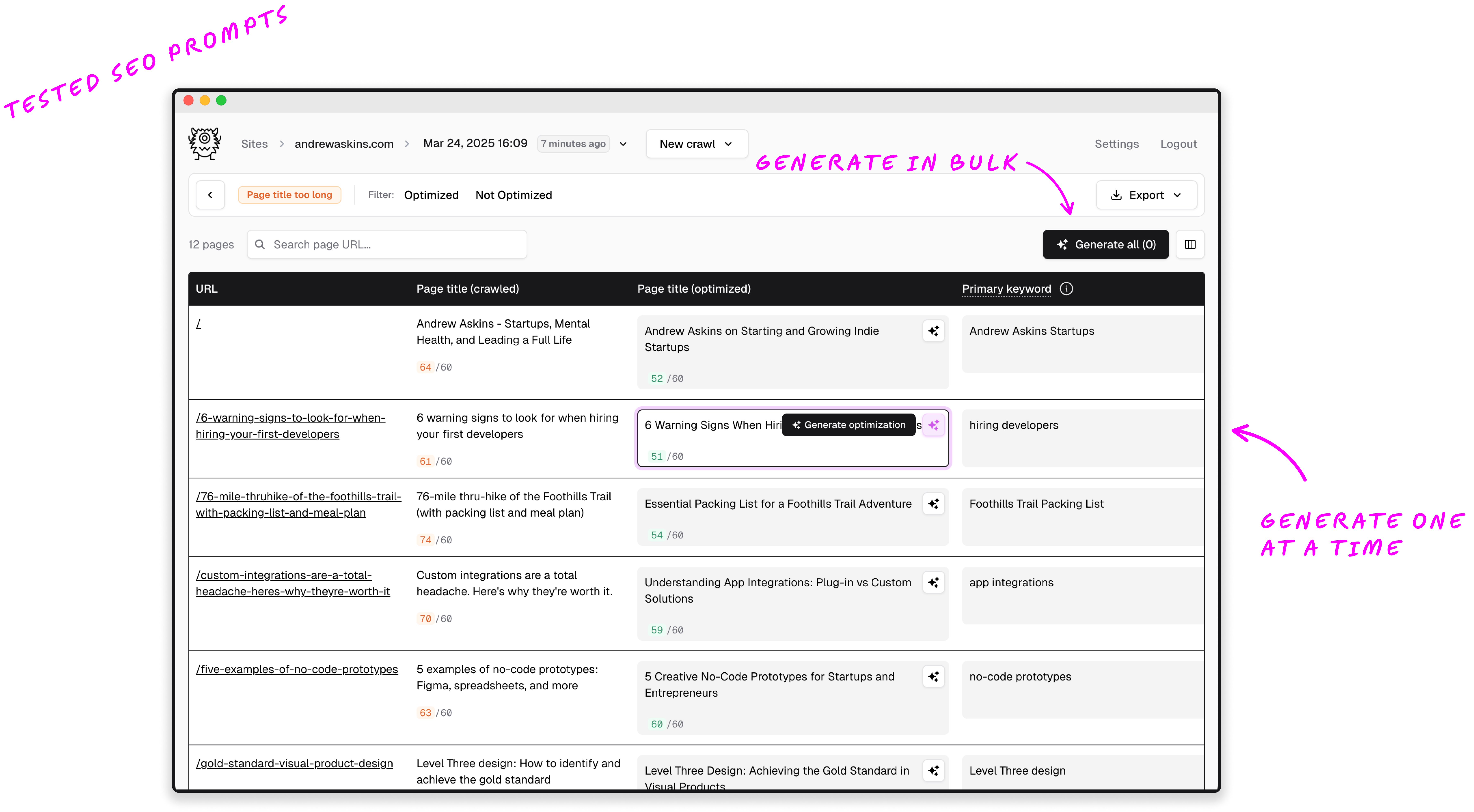 Generated descriptions