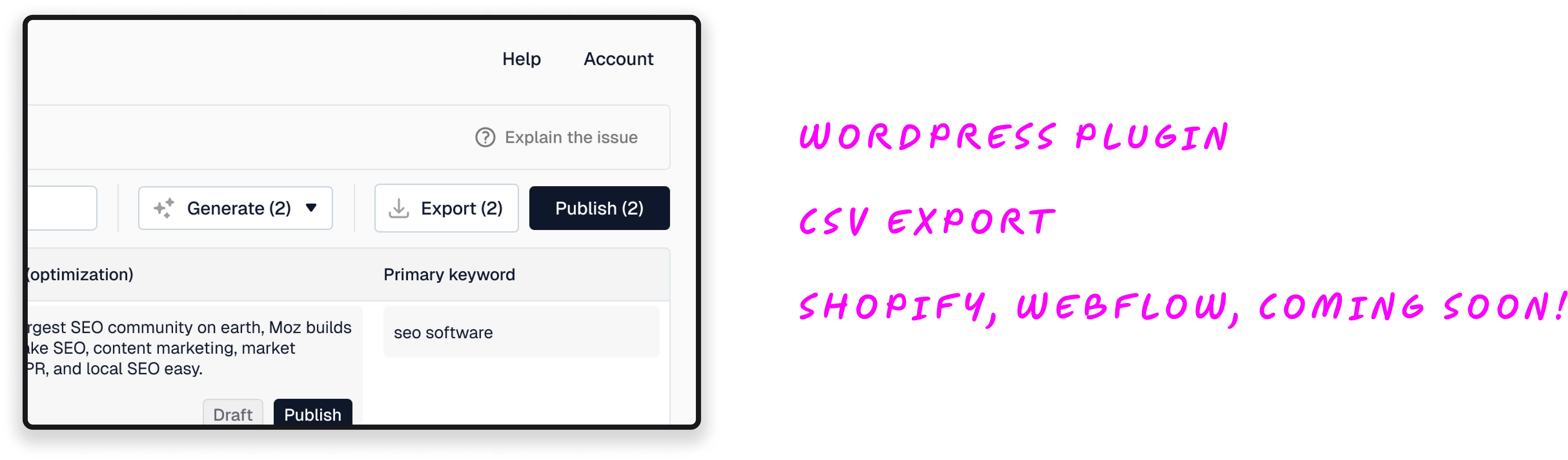 Generated descriptions